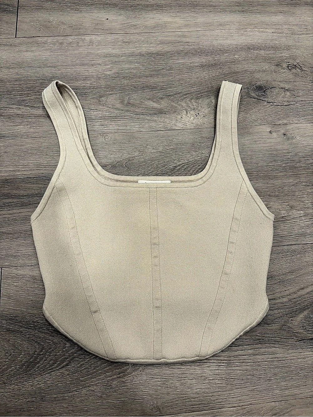 Babaton Ribbed Knit Tank Top in Beige